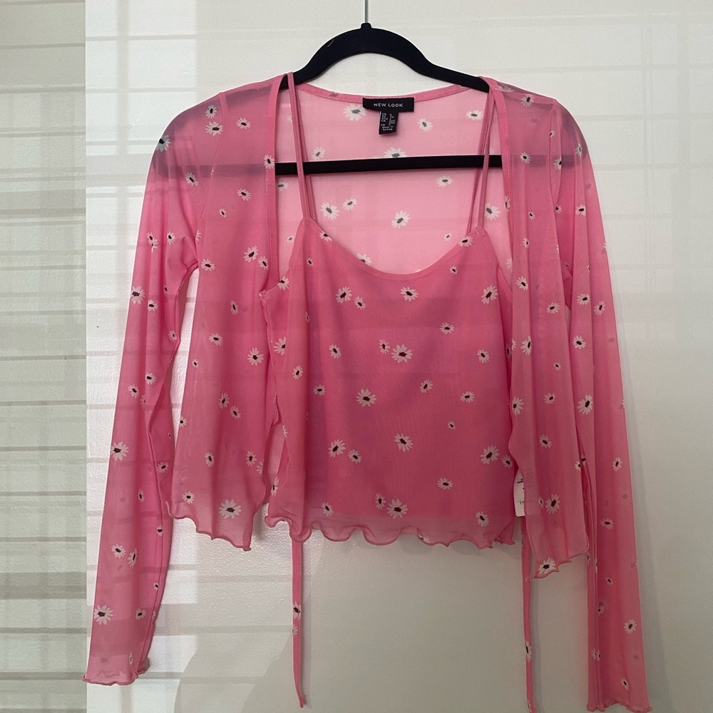 Two-piece sheer top